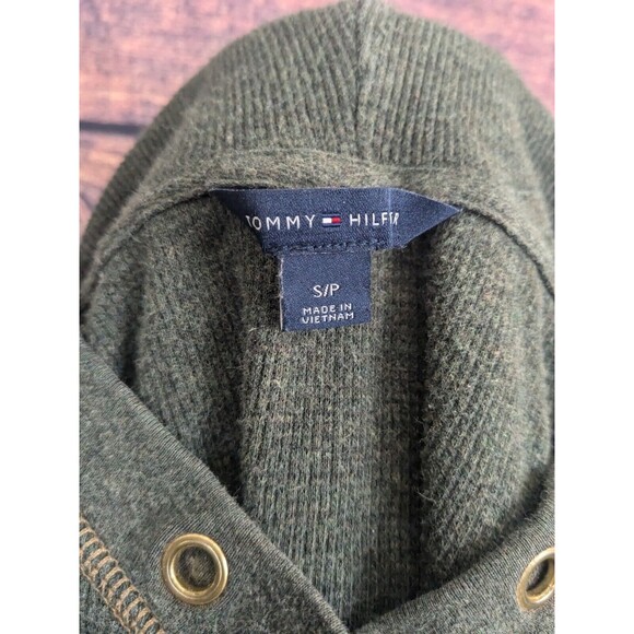 Tommy Thermal Hoodie with kangaroo pouch Twilight Green Sz Small - Picture 7 of 8